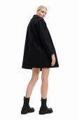 Пальто Desigual 23WWEWAU WOMAN WOVEN OVERCOAT жіноче колір чорний перехідне двобортне