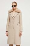 Пальто з домішкою вовни Guess колір бежевий перехідний