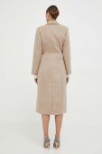 Вовняне пальто Notes du Nord колір бежевий перехідний двобортний