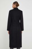 Вовняне пальто Notes du Nord колір чорний перехідний двобортний