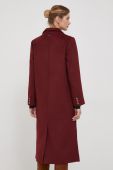 Вовняне пальто Pepe Jeans колір бордовий перехідний двобортний