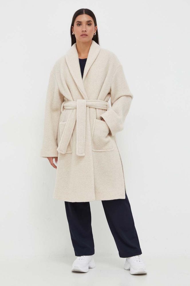 Вовняне пальто Max Mara Leisure колір бежевий перехідний oversize