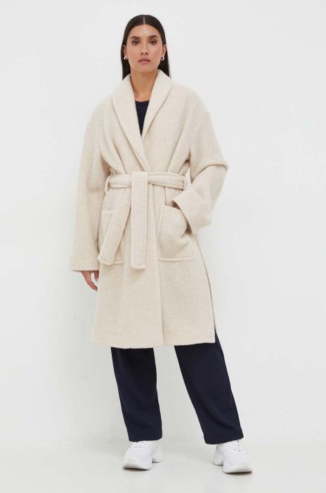 Вовняне пальто Max Mara Leisure колір бежевий перехідний oversize
