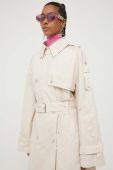 Тренч Moschino Jeans жіночий колір бежевий перехідний двобортний