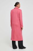 Пальто з домішкою вовни United Colors of Benetton колір рожевий перехідний двобортний