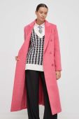 Пальто з домішкою вовни United Colors of Benetton колір рожевий перехідний двобортний