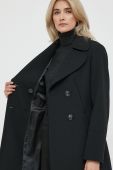 Пальто з домішкою вовни Sisley колір чорний перехідний двобортний