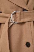 Вовняне пальто BOSS колір бежевий перехідний двобортний