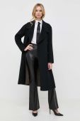 Вовняне пальто BOSS колір чорний перехідний двобортний (3492667)