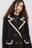 Піджак з домішкою вовни BA&SH колір чорний двобортний візерунок