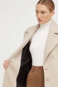 Вовняне пальто Patrizia Pepe колір бежевий перехідний