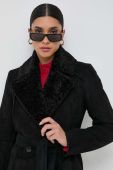 Пальто Patrizia Pepe жіночий колір чорний перехідний двобортний (3541505)