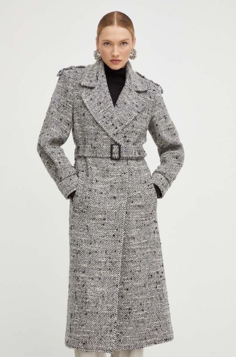 Пальто з домішкою вовни Patrizia Pepe колір чорний перехідний двобортний