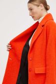 Вовняне пальто Patrizia Pepe колір помаранчевий перехідний