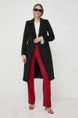 Вовняне пальто Patrizia Pepe колір чорний перехідний двобортний (3688544)