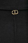 Вовняне пальто Twinset колір чорний перехідний без застібки