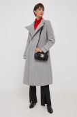 Вовняне пальто Dkny колір сірий перехідний двобортний