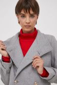 Вовняне пальто Dkny колір сірий перехідний двобортний