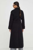 Вовняне пальто Ivy Oak колір чорний перехідний двобортний (3621689)