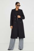 Вовняне пальто Ivy Oak колір чорний перехідний двобортний (3621697)