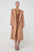 Вовняне пальто Ivy Oak колір бежевий перехідний без застібки