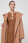 Вовняне пальто Ivy Oak колір бежевий перехідний без застібки