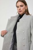 Вовняне пальто Morgan колір сірий перехідний двобортний