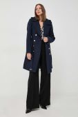 Пальто з домішкою вовни Morgan колір синій перехідний двобортний