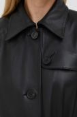 Шкіряний плащ Won Hundred жіночий колір чорний перехідний