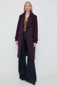 Пальто з домішкою вовни Morgan колір фіолетовий перехідний двобортний