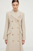 Вовняне пальто By Malene Birger колір бежевий перехідний двобортний (3554022)