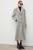 Вовняне пальто Remain колір сірий перехідний