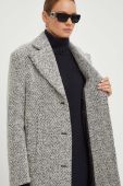 Вовняне пальто Remain колір сірий перехідний
