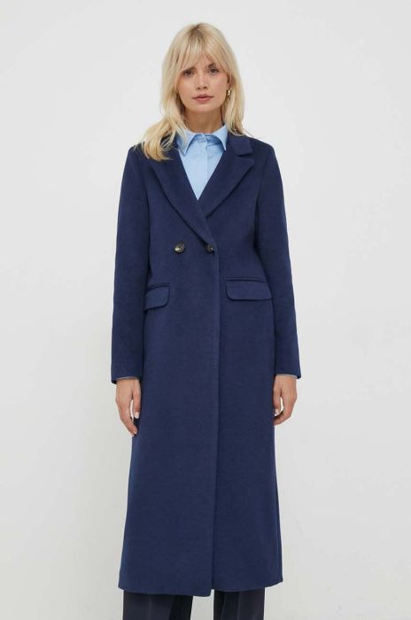 Пальто Artigli жіночий колір синій перехідний двобортний