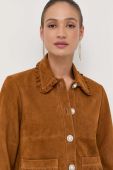 Замшева куртка Custommade жіноча колір коричневий перехідна