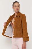 Замшева куртка Custommade жіноча колір коричневий перехідна