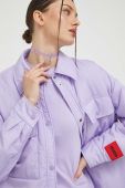 Куртка HUGO жіноча колір фіолетовий перехідна oversize