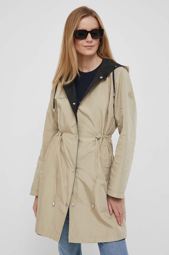 Двостороння куртка Lauren Ralph Lauren жіноча колір чорний перехідна