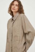 Сорочка з льону Herskind Donna колір коричневий regular