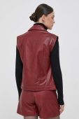 Шкіряний жилет Pepe Jeans жіночий колір бордовий перехідний