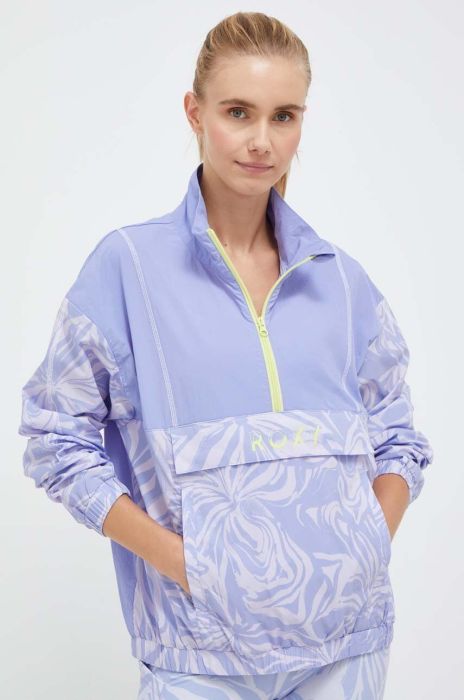 Вітровка Roxy Bold Moves x Mizuno перехідна oversize колір блакитний