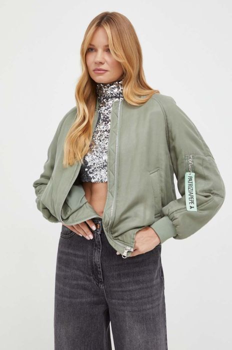 Куртка-бомбер Patrizia Pepe жіночий колір зелений перехідна
