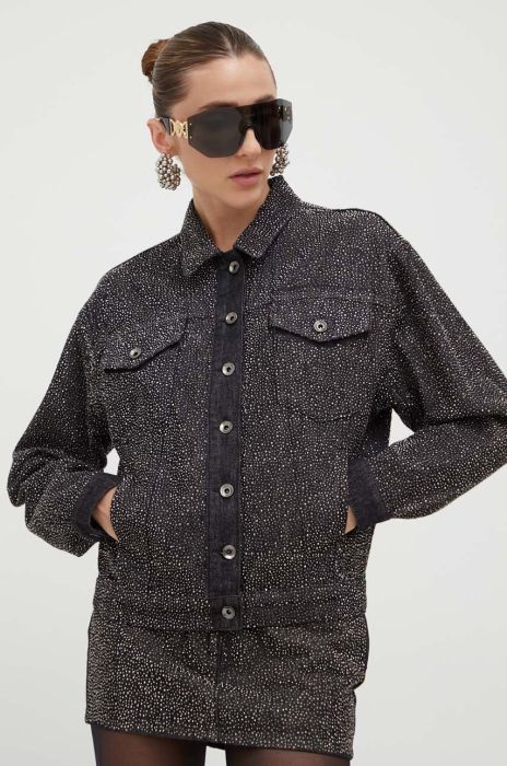 Джинсова куртка Patrizia Pepe жіноча колір чорний перехідна