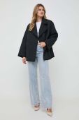Куртка Elisabetta Franchi жіноча колір чорний перехідна oversize (3641191)