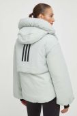 Пухова куртка adidas жіноча колір зелений зимова oversize