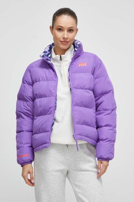 Двостороння куртка Helly Hansen жіноча колір фіолетовий зимова oversize (3571320)