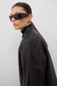 Шкіряна куртка Samsoe Samsoe жіноча колір чорний перехідна (3462321)