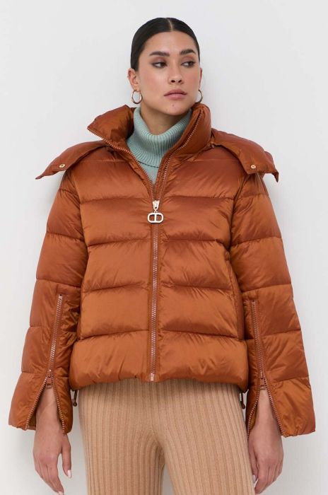 Куртка Twinset жіноча колір коричневий зимова oversize