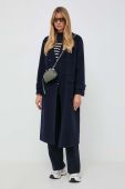 Вовняне пальто Weekend Max Mara колір синій перехідний двобортний