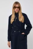 Вовняне пальто Weekend Max Mara колір синій перехідний двобортний